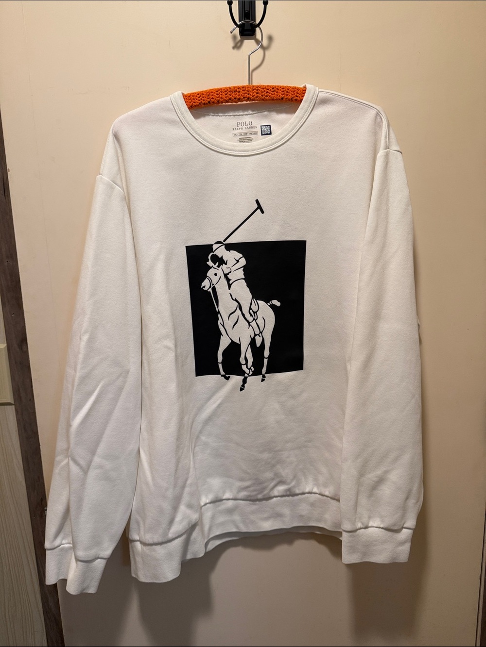 Polo by Ralph Lauren White Crewneck Sweatshirt with Black Polo Graphic